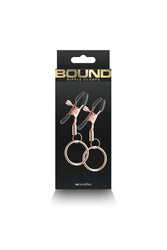 NS Novelties - Bound - Nipple Clamps with Rings - Rose Gold/Black - Stag Shop