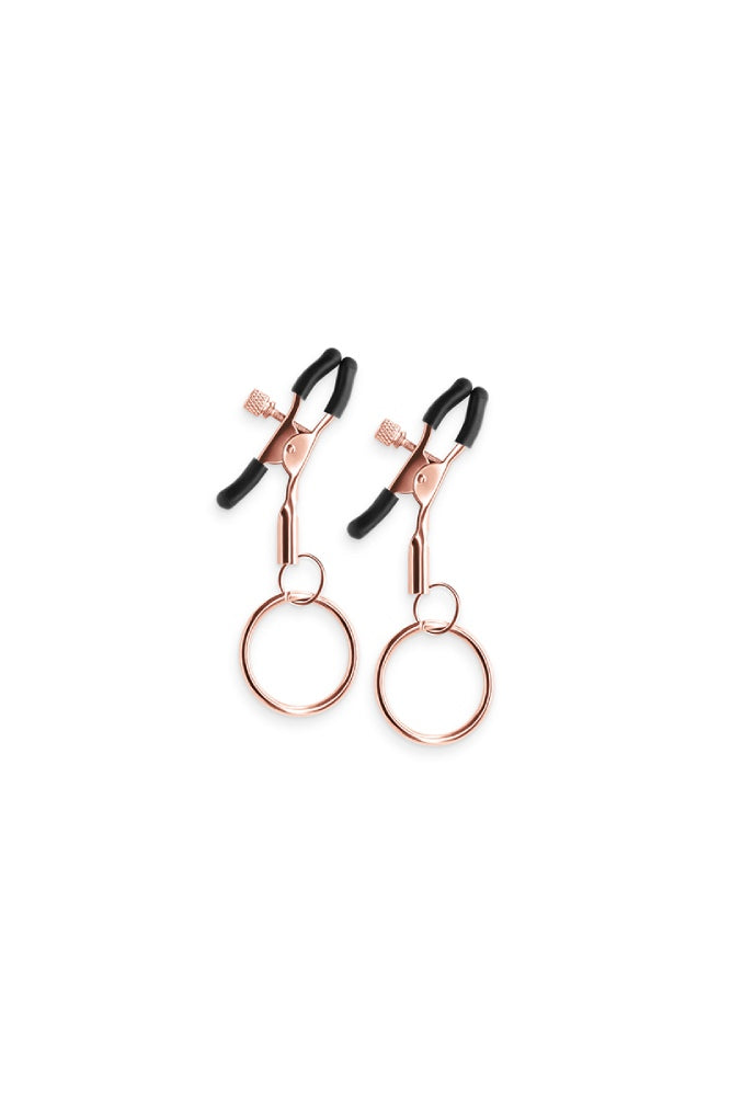 NS Novelties - Bound - Nipple Clamps with Rings - Rose Gold/Black - Stag Shop