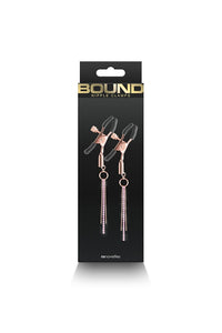Thumbnail for NS Novelties - Bound - Rhinestone & Chain Nipple Clamps - Rose Gold/Black - Stag Shop