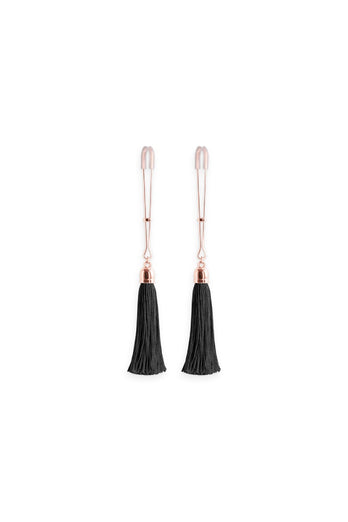 NS Novelties - Bound - Tassel Nipple Clamps - Rose Gold/Black - Stag Shop