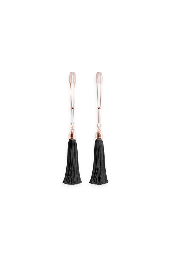 NS Novelties - Bound - Tassel Nipple Clamps - Rose Gold/Black - Stag Shop
