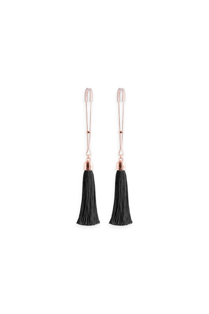 NS Novelties - Bound - Tassel Nipple Clamps - Rose Gold/Black - Stag Shop