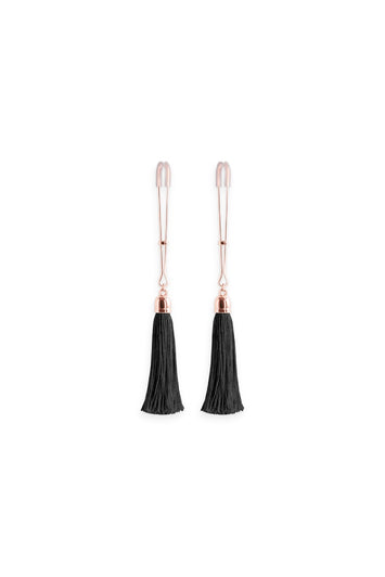NS Novelties - Bound - Tassel Nipple Clamps - Rose Gold/Black - Stag Shop