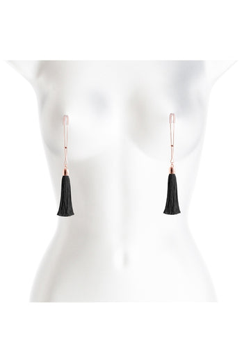 NS Novelties - Bound - Tassel Nipple Clamps - Rose Gold/Black - Stag Shop