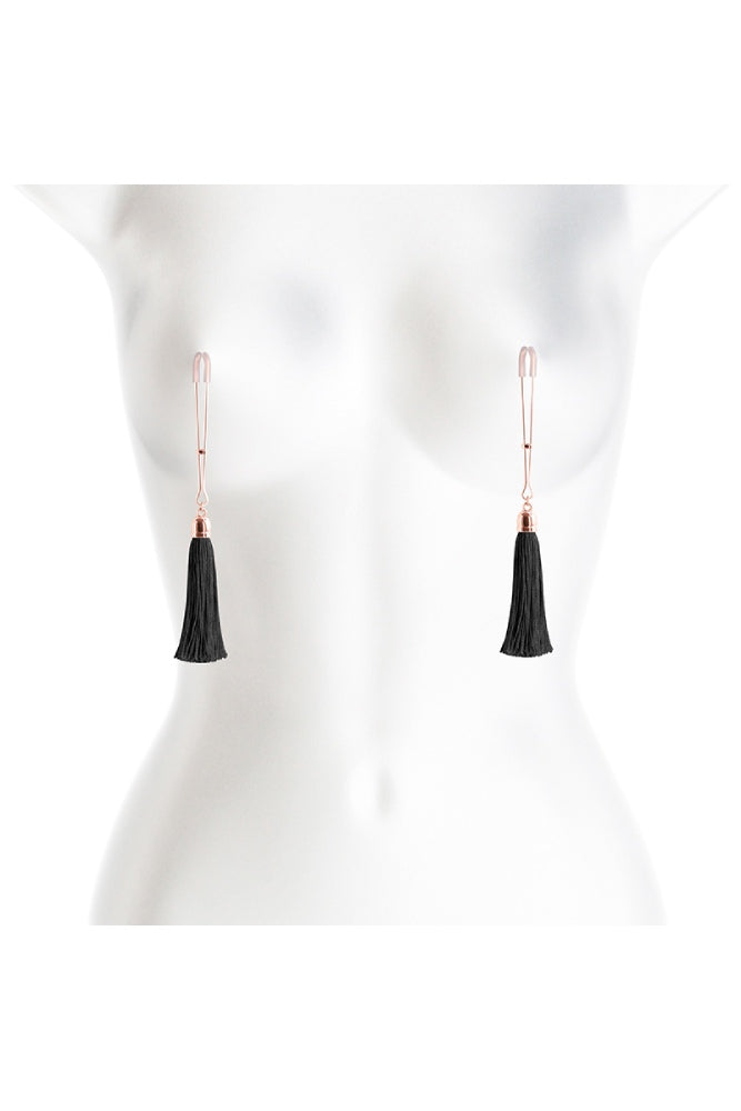 NS Novelties - Bound - Tassel Nipple Clamps - Rose Gold/Black - Stag Shop