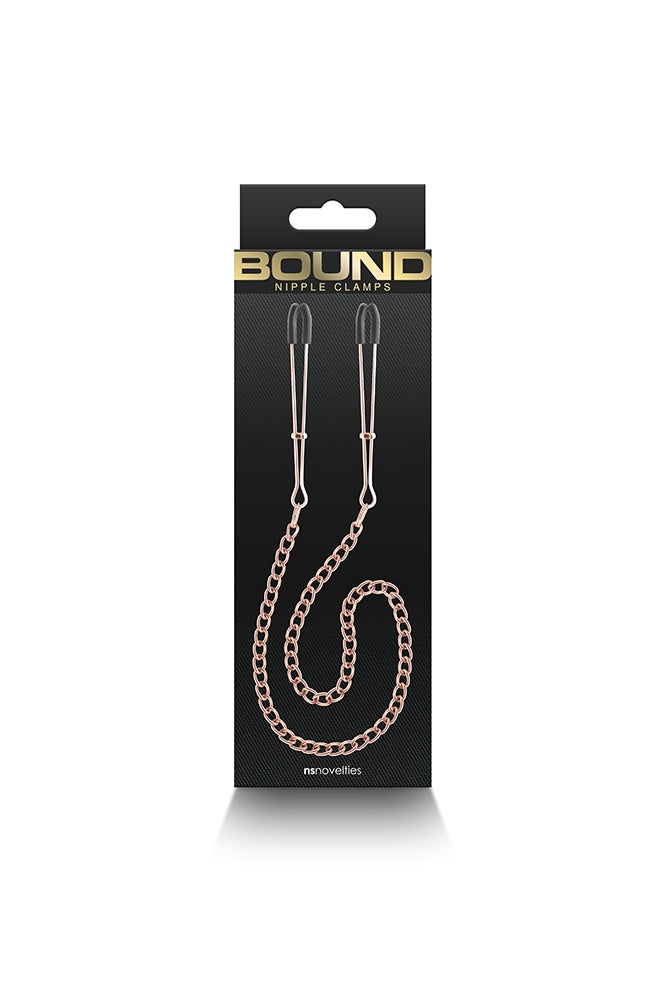 NS Novelties - Bound - Thin Chain Tweezer Nipple Clamps - Rose Gold - Stag Shop
