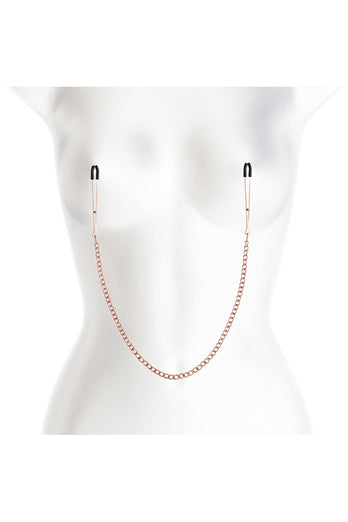 NS Novelties - Bound - Thin Chain Tweezer Nipple Clamps - Rose Gold - Stag Shop