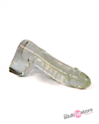 NS Novelties - Firefly - Glass Smooth Ballsy Dildo - 4 inch - Glow-In-The-Dark/Clear - Stag Shop