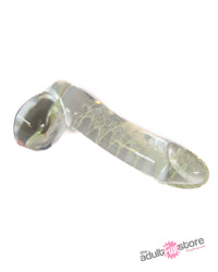 NS Novelties - Firefly - Glass Smooth Ballsy Dildo - 4 inch - Glow-In-The-Dark/Clear - Stag Shop
