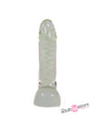 NS Novelties - Firefly - Glass Smooth Ballsy Dildo - 4 inch - Glow-In-The-Dark/Clear - Stag Shop