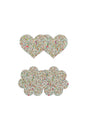 NS Novelties - Pretty Pasties - Heart & Flower Glow in the Dark Glitter Pasties - 2 Pair - Stag Shop