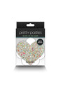 NS Novelties - Pretty Pasties - Heart & Flower Glow in the Dark Glitter Pasties - 2 Pair - Stag Shop