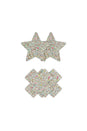 NS Novelties - Pretty Pasties - Stars & Crosses Glow in the Dark Glitter Pasties - 2 Pair - Stag Shop