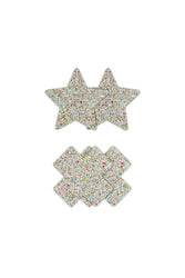 NS Novelties - Pretty Pasties - Stars & Crosses Glow in the Dark Glitter Pasties - 2 Pair - Stag Shop