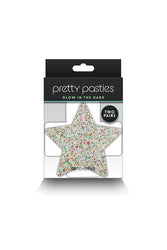 NS Novelties - Pretty Pasties - Stars & Crosses Glow in the Dark Glitter Pasties - 2 Pair - Stag Shop