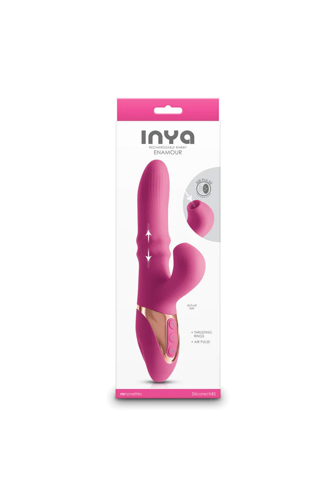 NS Novelties - INYA - Enamour Rabbit Vibrator with Air Pulse & Thrusting Rings - Pink - Stag Shop