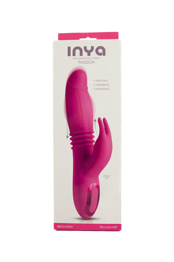 NS Novelties - INYA - Passion Thrusting & Expanding Rabbit Vibrator - Pink - Stag Shop