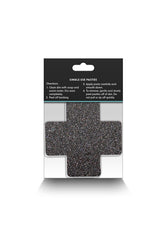 NS Novelties - Pretty Pasties - Cross Glitter Pasties 2 Pair - Black/Gold - Stag Shop