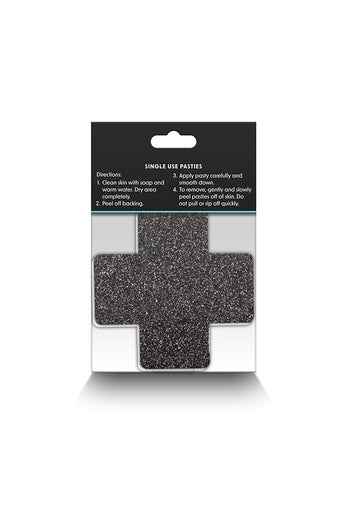 NS Novelties - Pretty Pasties - Cross Glitter Pasties 2 Pair - Black/Gold - Stag Shop