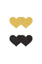 NS Novelties - Pretty Pasties - Heart Glitter Pasties 2 Pair - Black/Gold - Stag Shop
