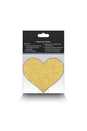 NS Novelties - Pretty Pasties - Heart Glitter Pasties 2 Pair - Black/Gold - Stag Shop