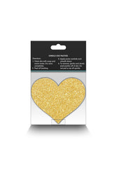 NS Novelties - Pretty Pasties - Heart Glitter Pasties 2 Pair - Black/Gold - Stag Shop