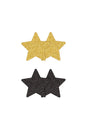 NS Novelties - Pretty Pasties - Star Glitter Pasties 2 Pair - Black/Gold - Stag Shop