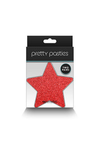 Thumbnail for NS Novelties - Pretty Pasties - Star Glitter Pasties 2 Pair - Silver/Red - Stag Shop