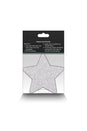 NS Novelties - Pretty Pasties - Star Glitter Pasties 2 Pair - Silver/Red - Stag Shop