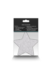 NS Novelties - Pretty Pasties - Star Glitter Pasties 2 Pair - Silver/Red - Stag Shop