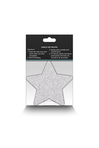 Thumbnail for NS Novelties - Pretty Pasties - Star Glitter Pasties 2 Pair - Silver/Red - Stag Shop