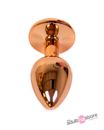 NS Novelties - Rear Assets - Aluminum Butt Plug - Rose Gold/Clear - 2.75 Inch - Stag Shop