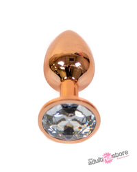 NS Novelties - Rear Assets - Aluminum Butt Plug - Rose Gold/Clear - 2.75 Inch - Stag Shop
