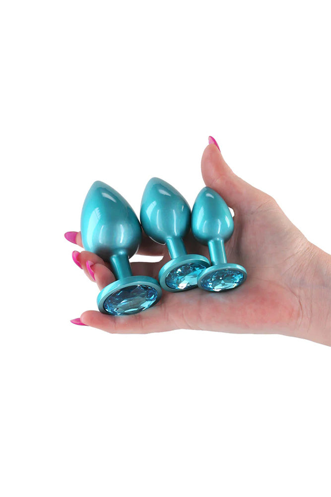 NS Novelties - Rear Assets - 3 Pc Iridescent Aluminum Anal Training Kit - Stag Shop
