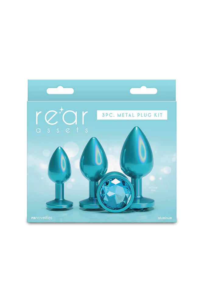 NS Novelties - Rear Assets - 3 Pc Iridescent Aluminum Anal Training Kit - Stag Shop
