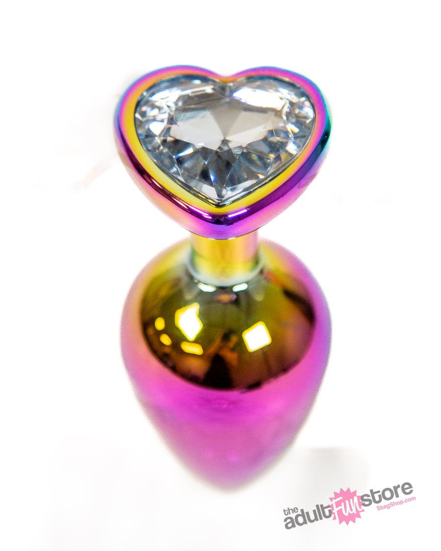 NS Novelties - Rear Assets - Aluminum Heart Butt Plug - Multicolour/Clear - 3.25 Inch - Stag Shop