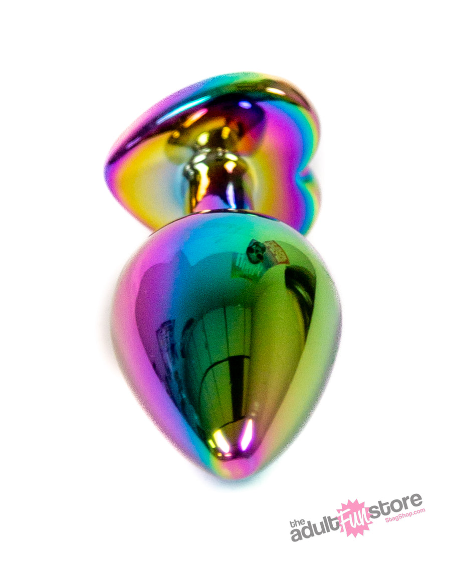 NS Novelties - Rear Assets - Aluminum Heart Butt Plug - Multicolour/Clear - 3.25 Inch - Stag Shop