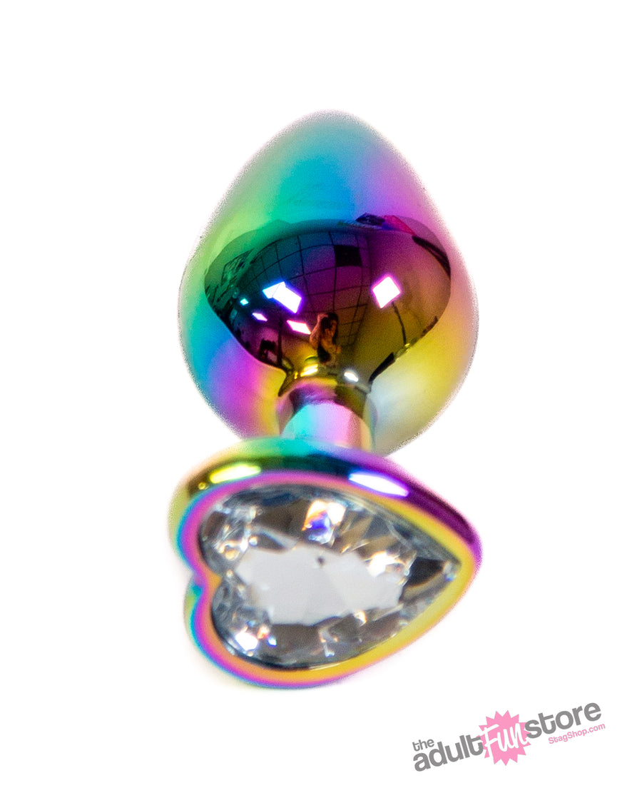 NS Novelties - Rear Assets - Aluminum Heart Butt Plug - Multicolour/Clear - 3.25 Inch - Stag Shop