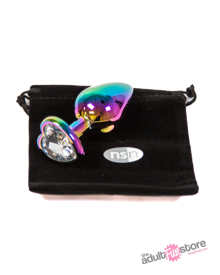 NS Novelties - Rear Assets - Aluminum Heart Butt Plug - Multicolour/Clear - 3.25 Inch - Stag Shop