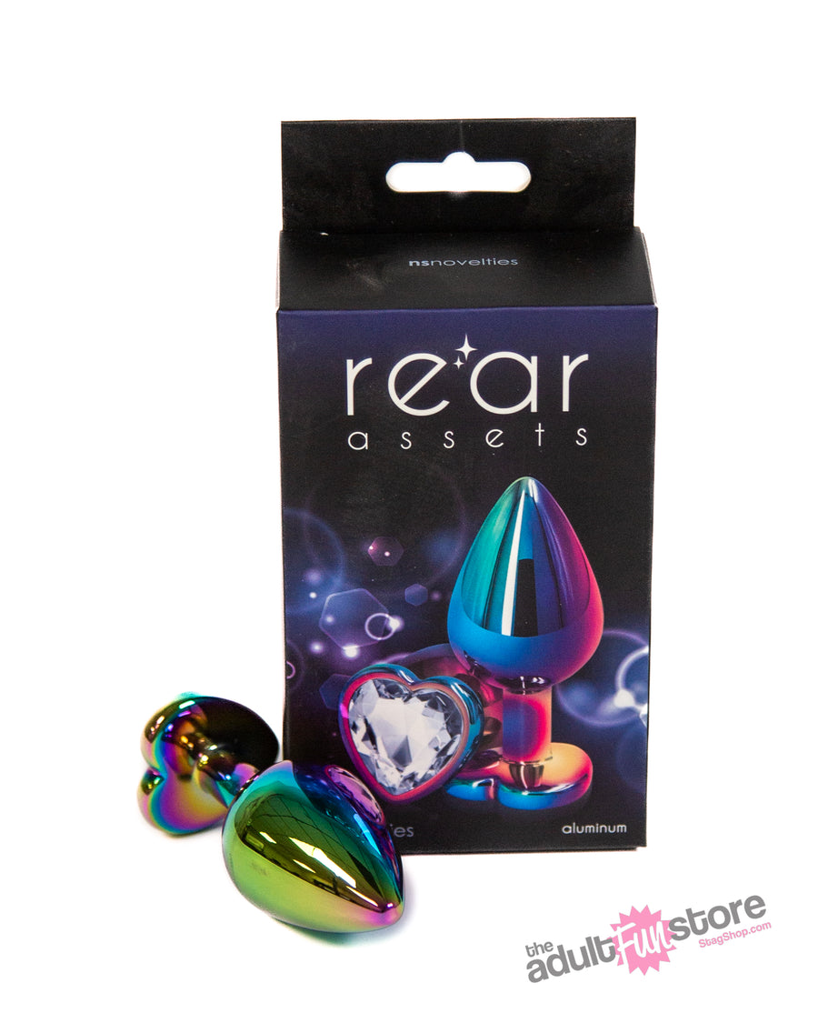 NS Novelties - Rear Assets - Aluminum Heart Butt Plug - Multicolour/Clear - 3.25 Inch - Stag Shop