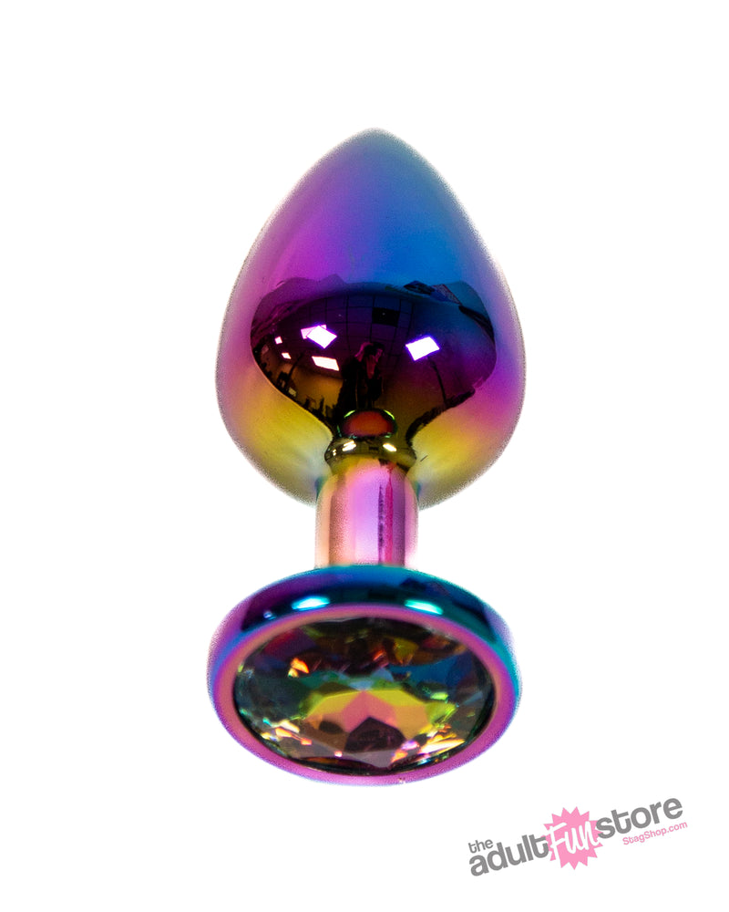 NS Novelties - Rear Assets - Medium Aluminum Butt Plug - Multicolour/Rainbow - Stag Shop
