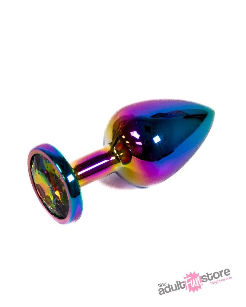 NS Novelties - Rear Assets - Medium Aluminum Butt Plug - Multicolour/Rainbow - Stag Shop