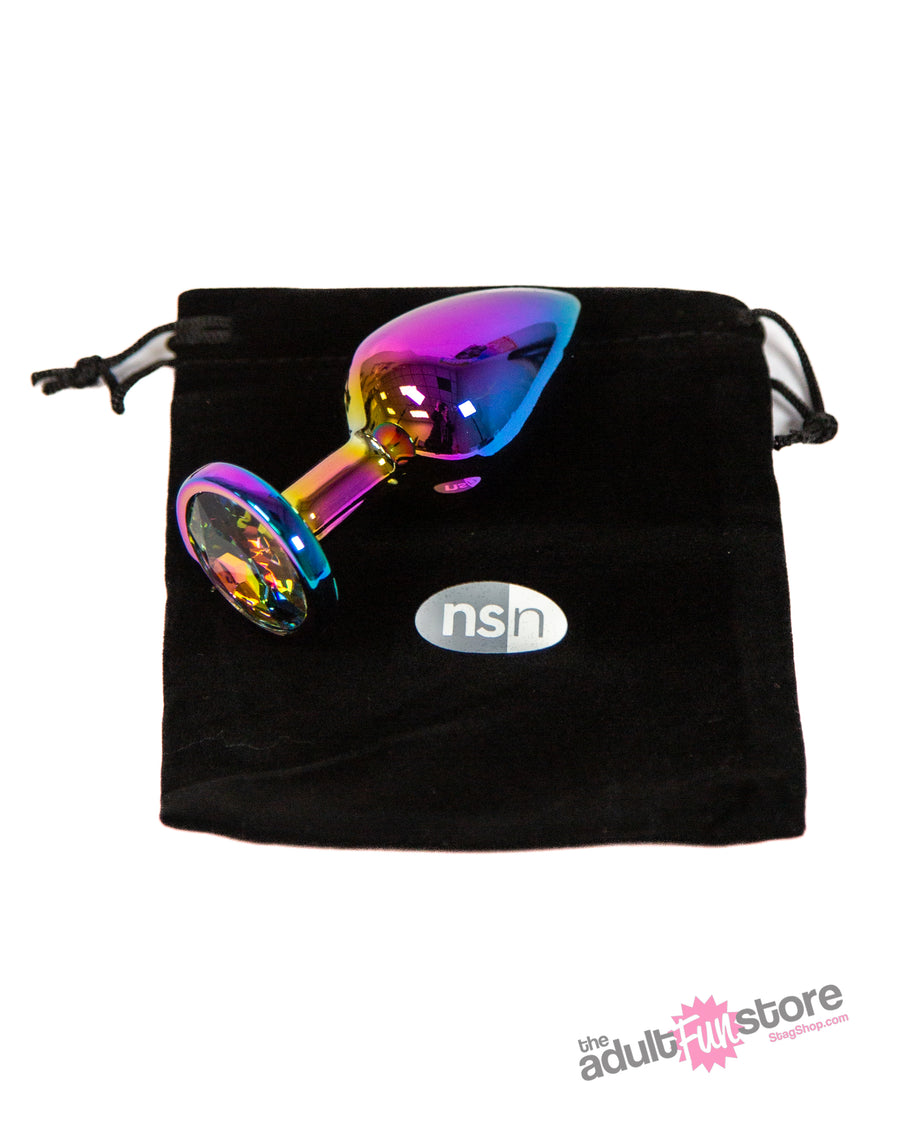 NS Novelties - Rear Assets - Medium Aluminum Butt Plug - Multicolour/Rainbow - Stag Shop
