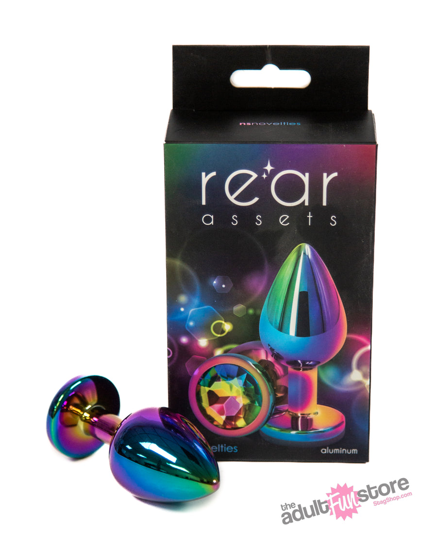 NS Novelties - Rear Assets - Medium Aluminum Butt Plug - Multicolour/Rainbow - Stag Shop