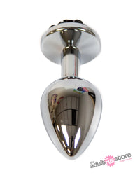NS Novelties - Rear Assets - Aluminum Rose Butt Plug - Silver/Black - Medium - 3.5 Inch - Stag Shop