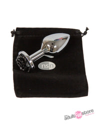 NS Novelties - Rear Assets - Aluminum Rose Butt Plug - Silver/Black - Medium - 3.5 Inch - Stag Shop