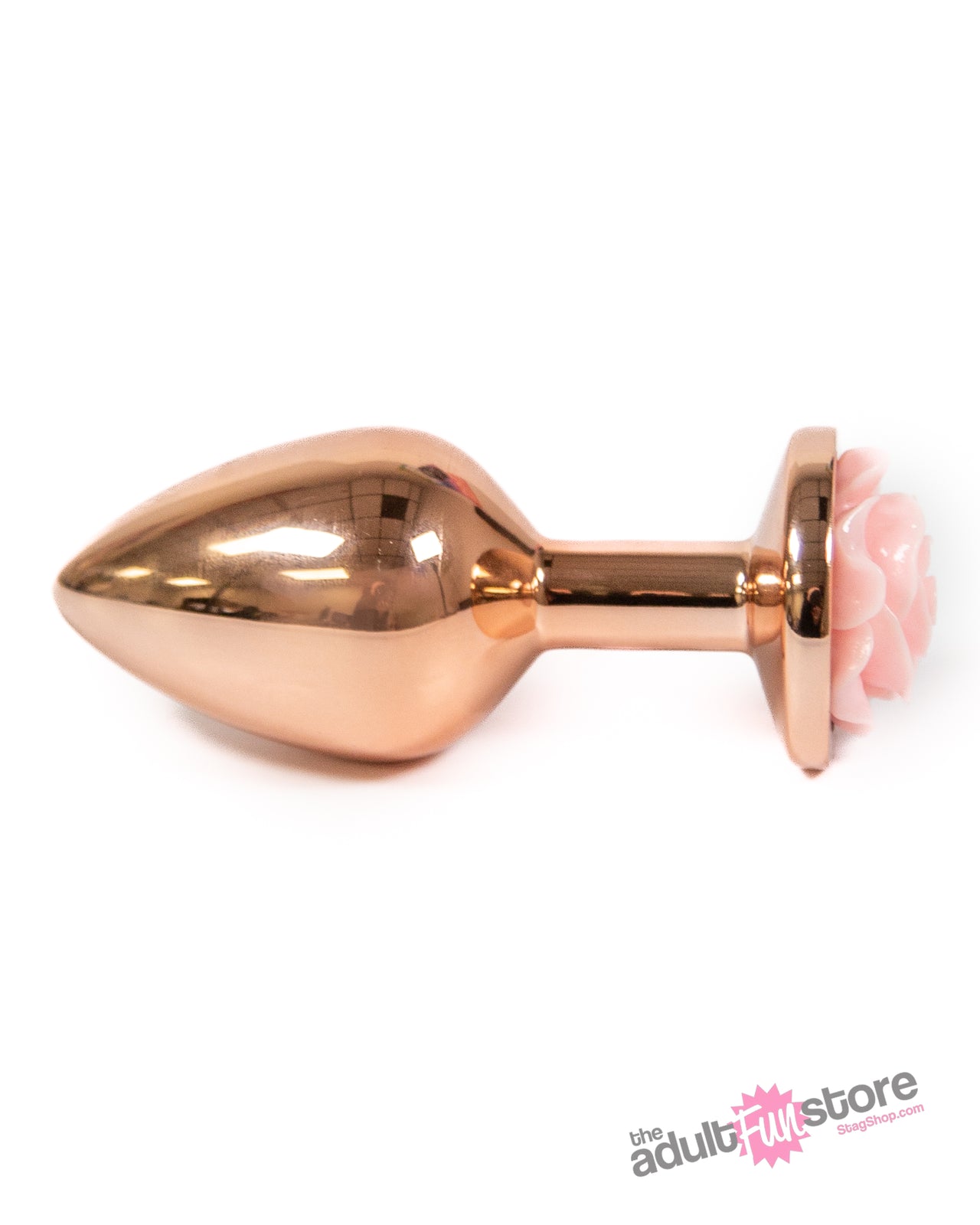 NS Novelties - Rear Assets - Aluminum Rose Butt Plug - Rose Gold/Pink - Medium - 3.5 Inch - Stag Shop