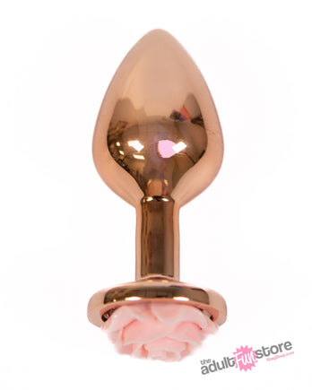 NS Novelties - Rear Assets - Aluminum Rose Butt Plug - Rose Gold/Pink - Medium - 3.5 Inch - Stag Shop