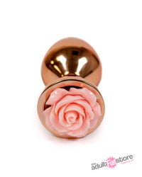 NS Novelties - Rear Assets - Aluminum Rose Butt Plug - Rose Gold/Pink - Medium - 3.5 Inch - Stag Shop