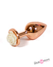 NS Novelties - Rear Assets - Aluminum Rose Butt Plug - Gold/White - Medium - 3.5 Inch - Stag Shop